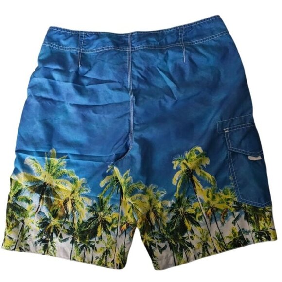 Old Navy Men's Blue/Green Tropical Print Swim Board Shorts Size Medium - Picture 2 of 14